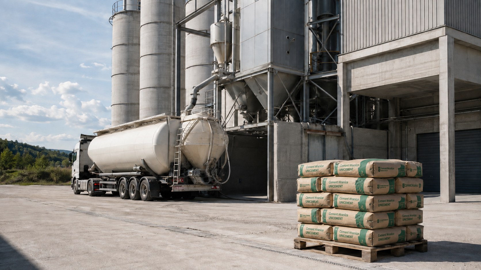 Paleta cementu Cement Hranice UNICEMENT pri expedičnom sile