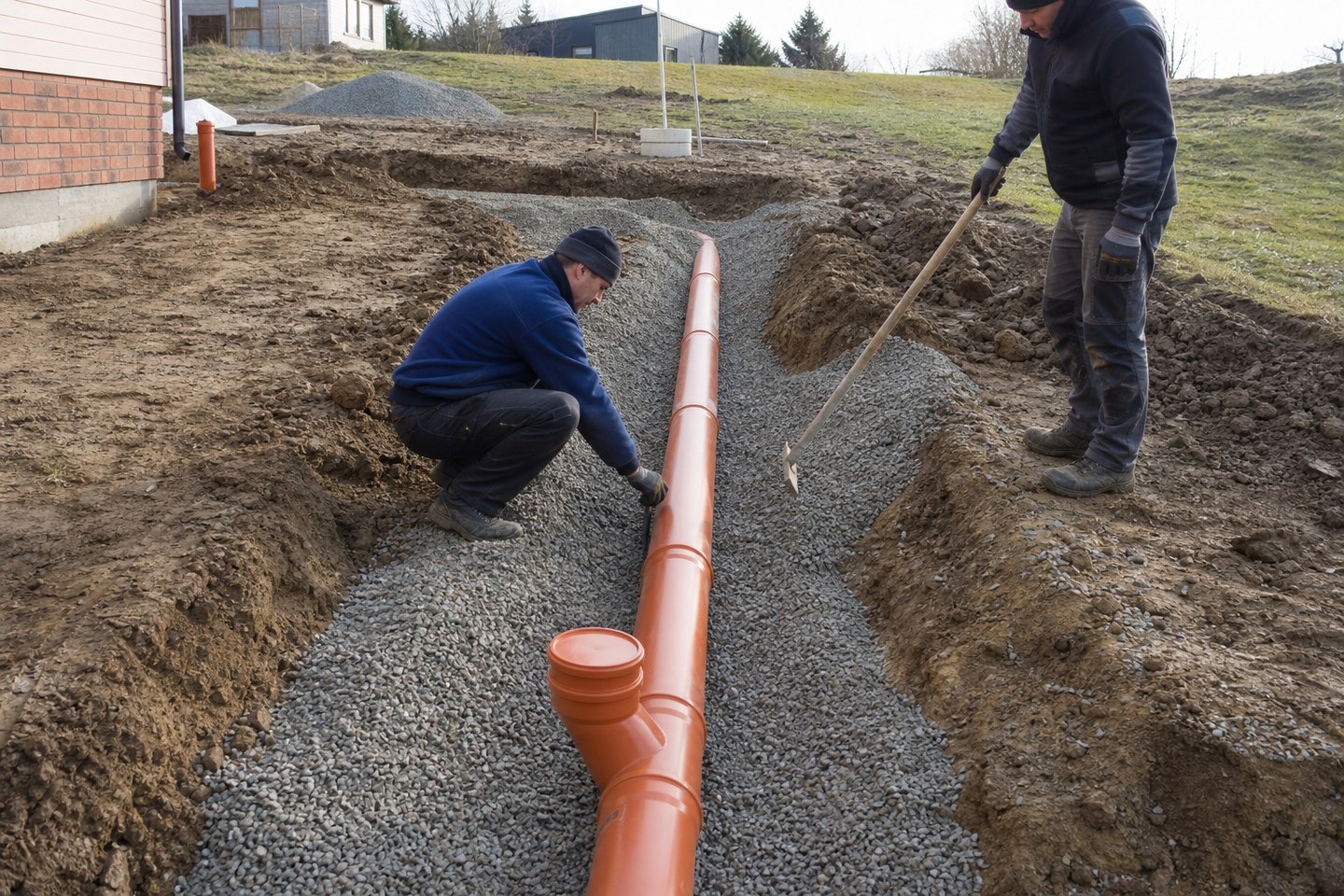 Uloženie vonkajšieho kanalizačného potrubia vo výkope
