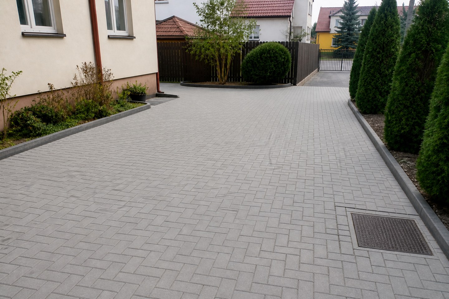 Štandardná zámková dlažba na dvore a chodníku