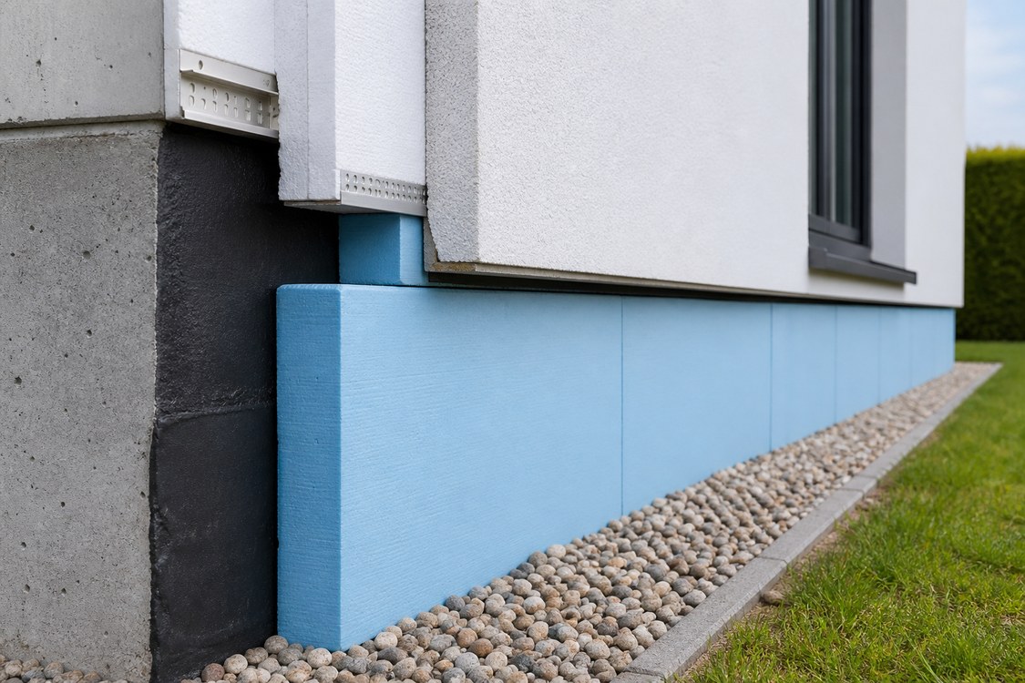 Detail sokla domu s XPS izoláciou a hydroizolačnou vrstvou